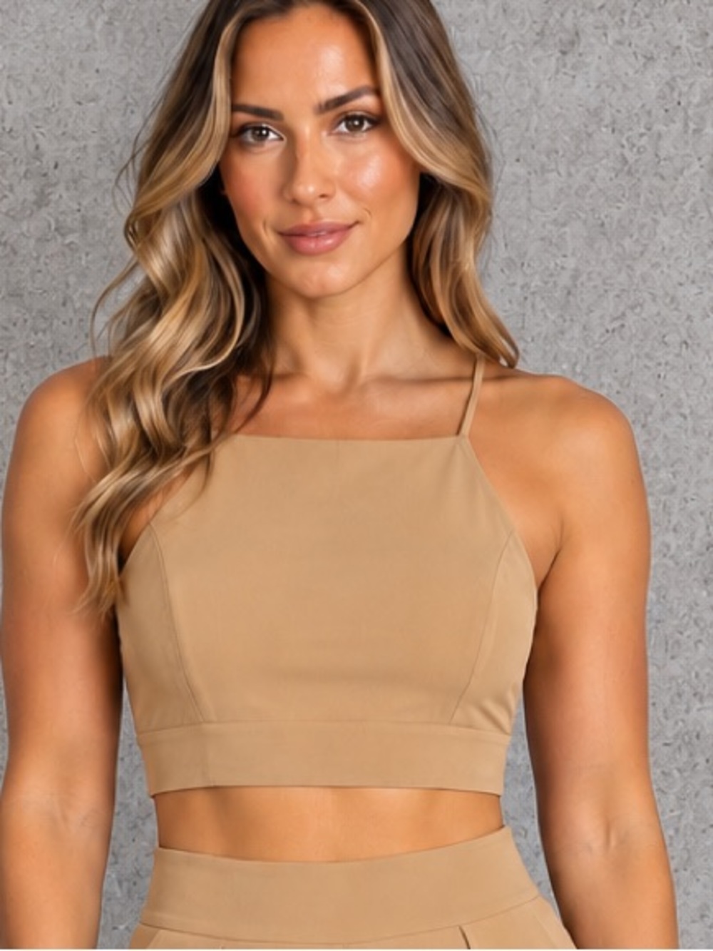 LOVESONG Tan Camel Color Crop Top Size Large - NWOT
